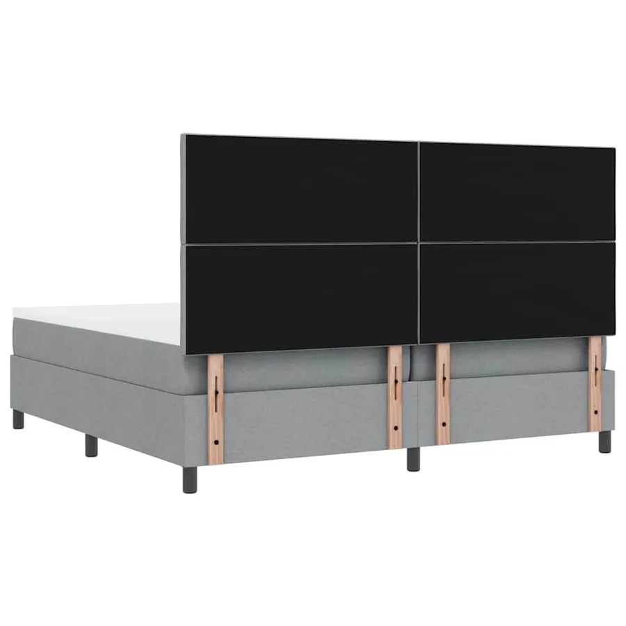 Lit à ressorts avec tête de lit Gris clair 200 x 200 cm tissu - 9