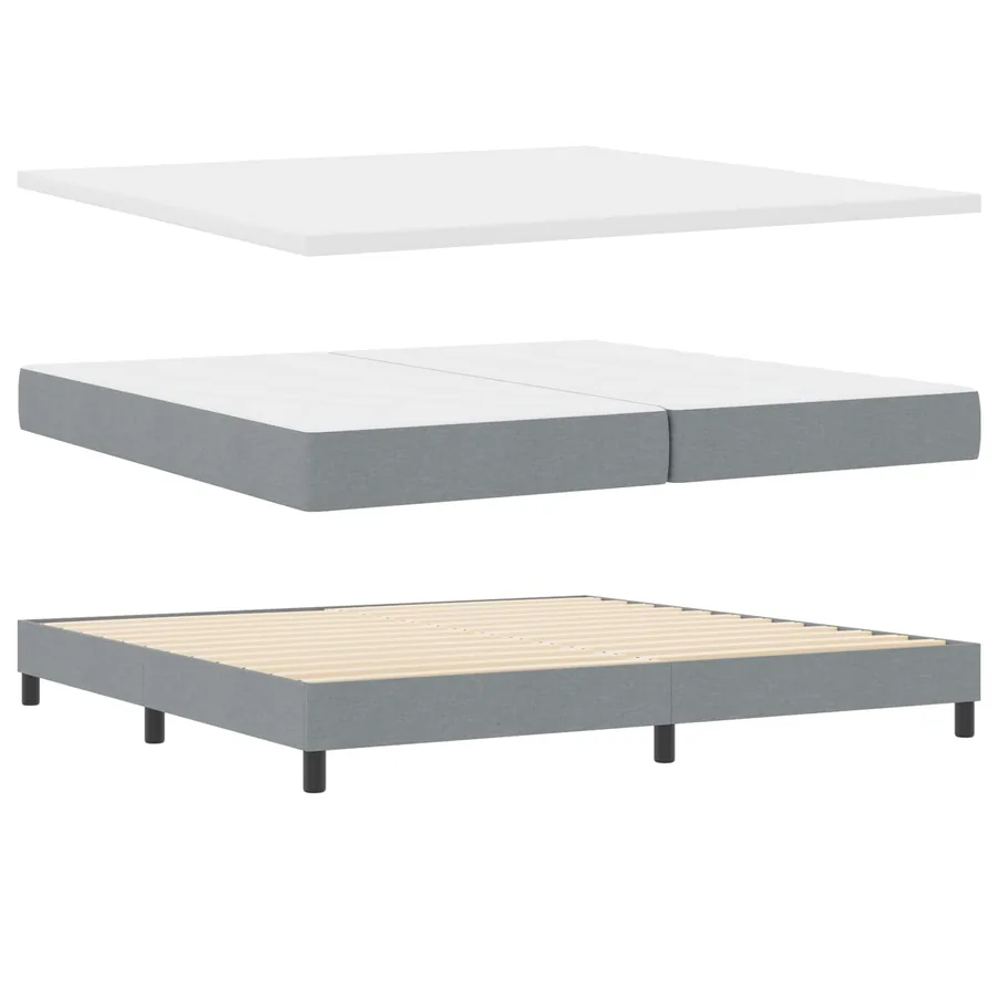 Lit à ressorts avec bandes LED Gris clair 200 x 200 cm tissu - 6