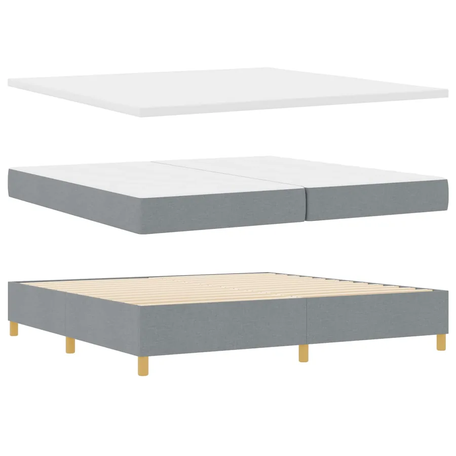 Lit à ressorts avec bandes LED Gris clair 200 x 200 cm tissu - 5