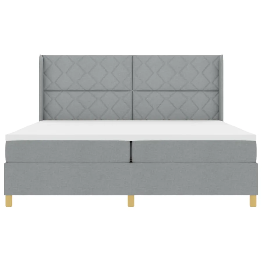 Lit à ressorts avec bandes LED Gris clair 200 x 200 cm tissu - 7