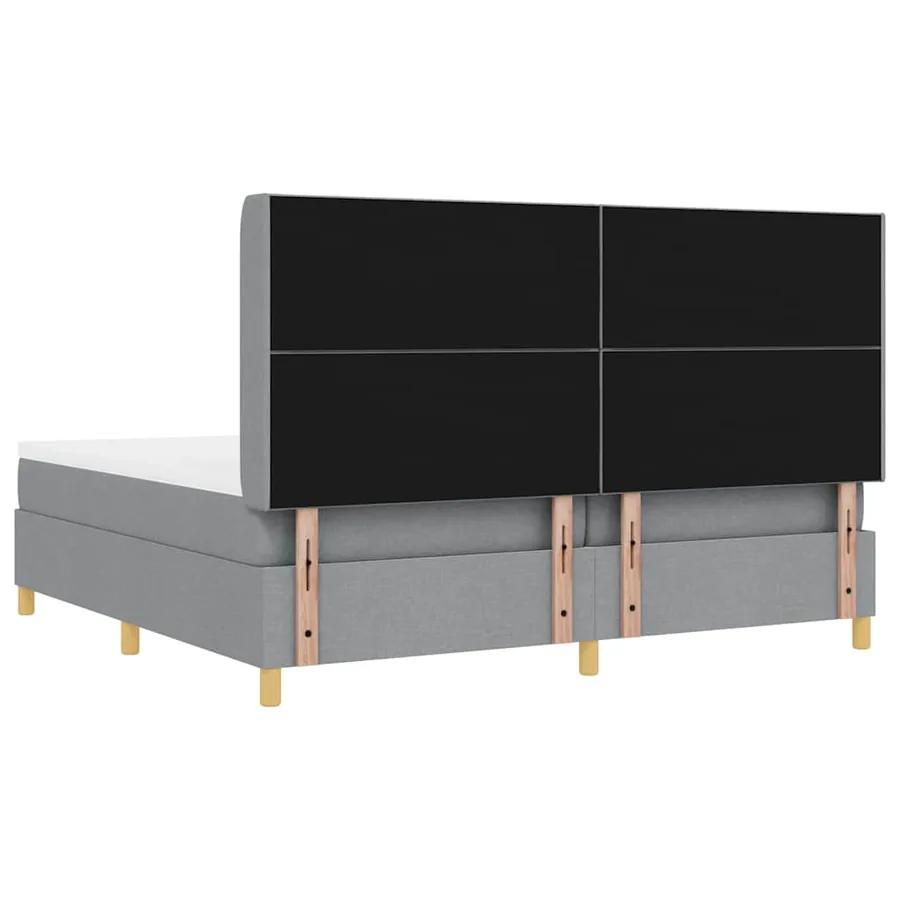Lit à ressorts avec bandes LED Gris clair 200 x 200 cm tissu - 9