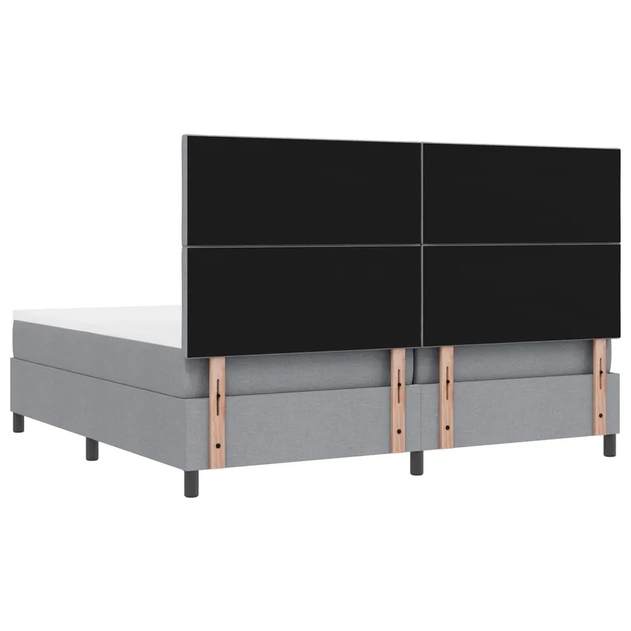 Lit à ressorts avec bandes LED Gris clair 200 x 200 cm tissu - 6