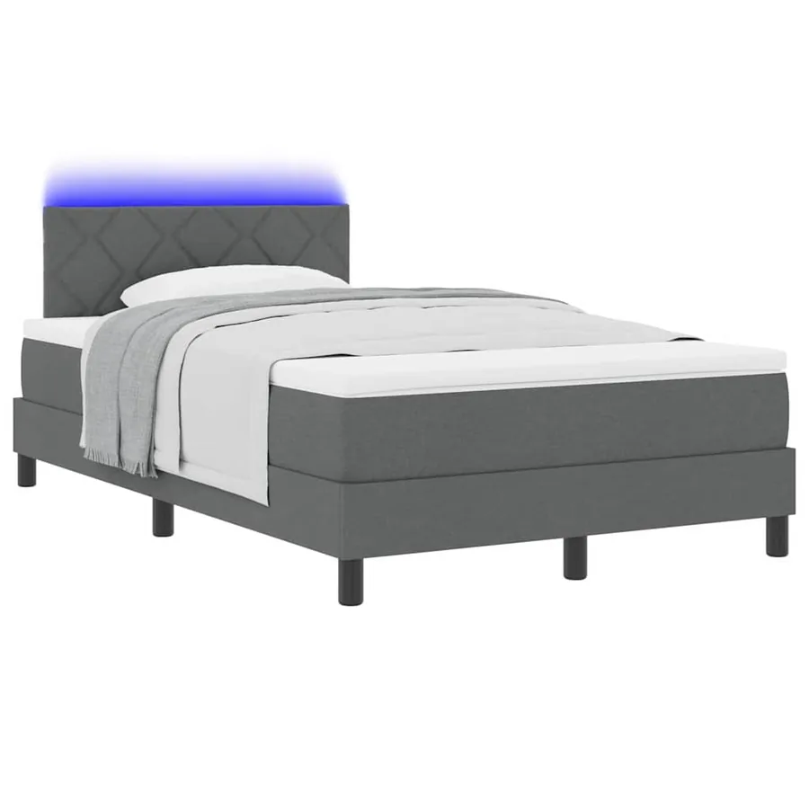 Lit à ressorts avec bandes LED Gris foncé 120 x 200 cm tissu - 3