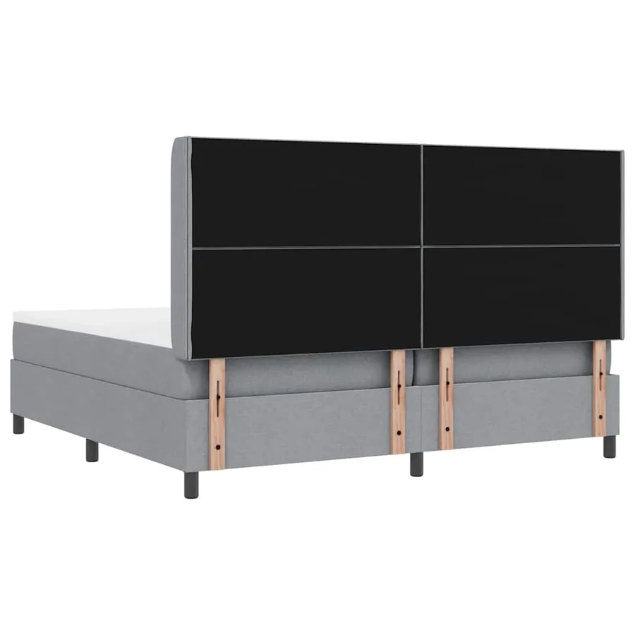 Lit à ressort LED Gris clair 200 x 200 cm tissu - 10