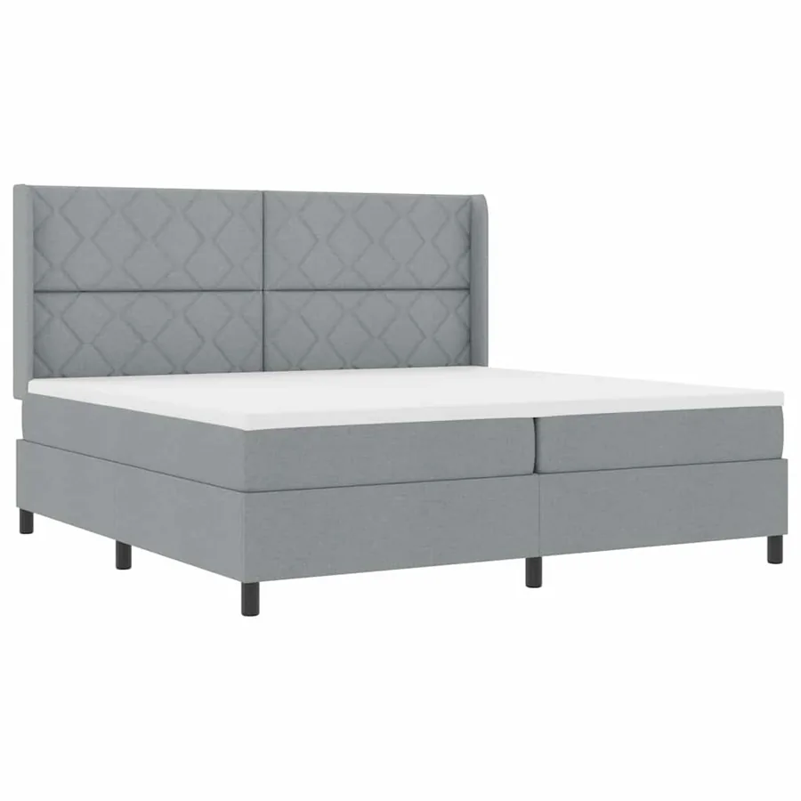 Lit à ressort LED Gris clair 200 x 200 cm tissu - 2