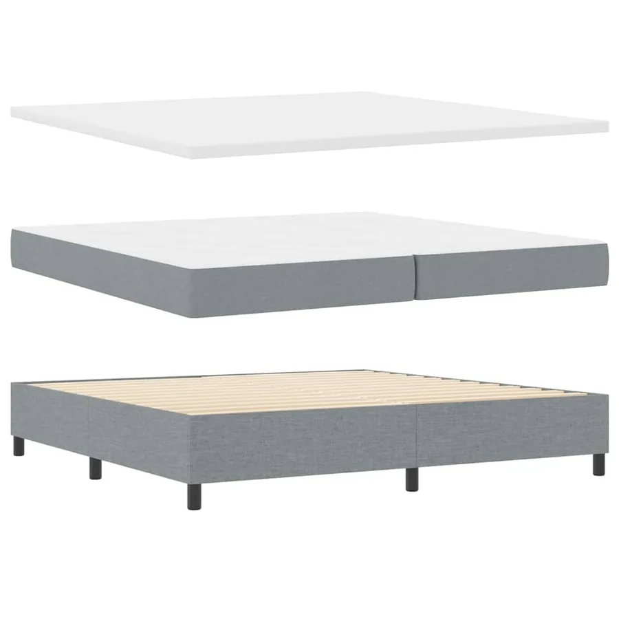 Lit à ressort LED Gris clair 200 x 200 cm tissu - 6