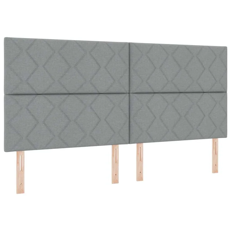 Lit à ressort LED Gris clair 200 x 200 cm tissu - 7