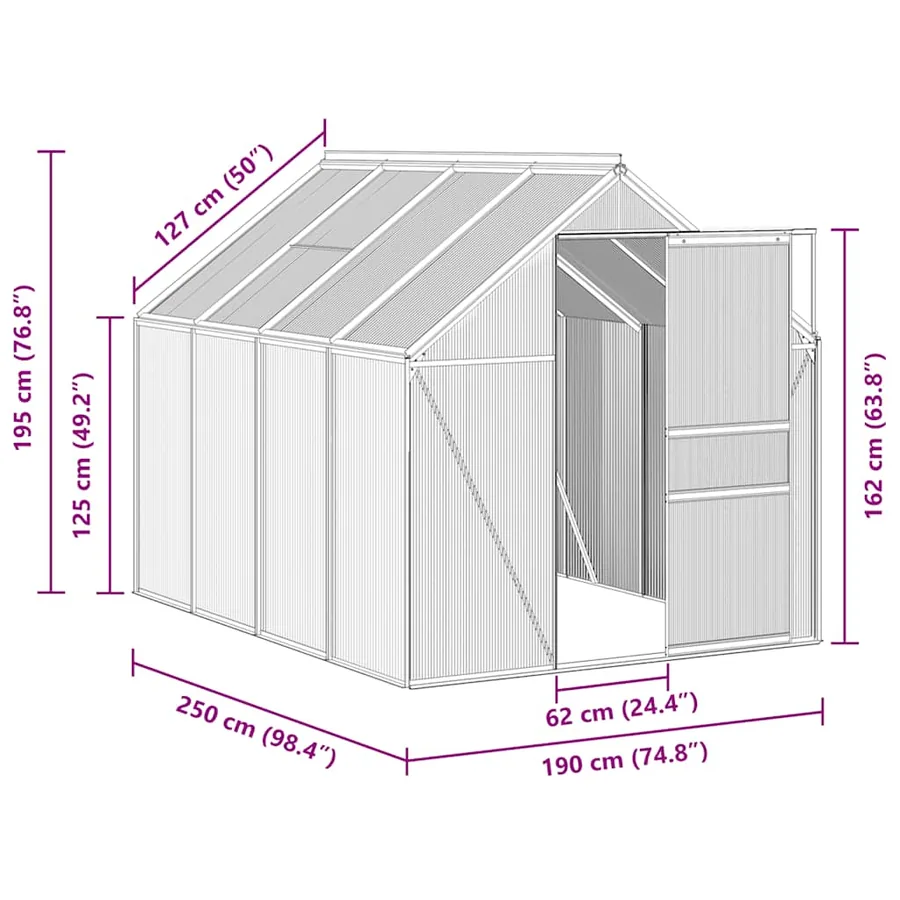 Serre Anthracite Aluminium 4,75 m² - 6