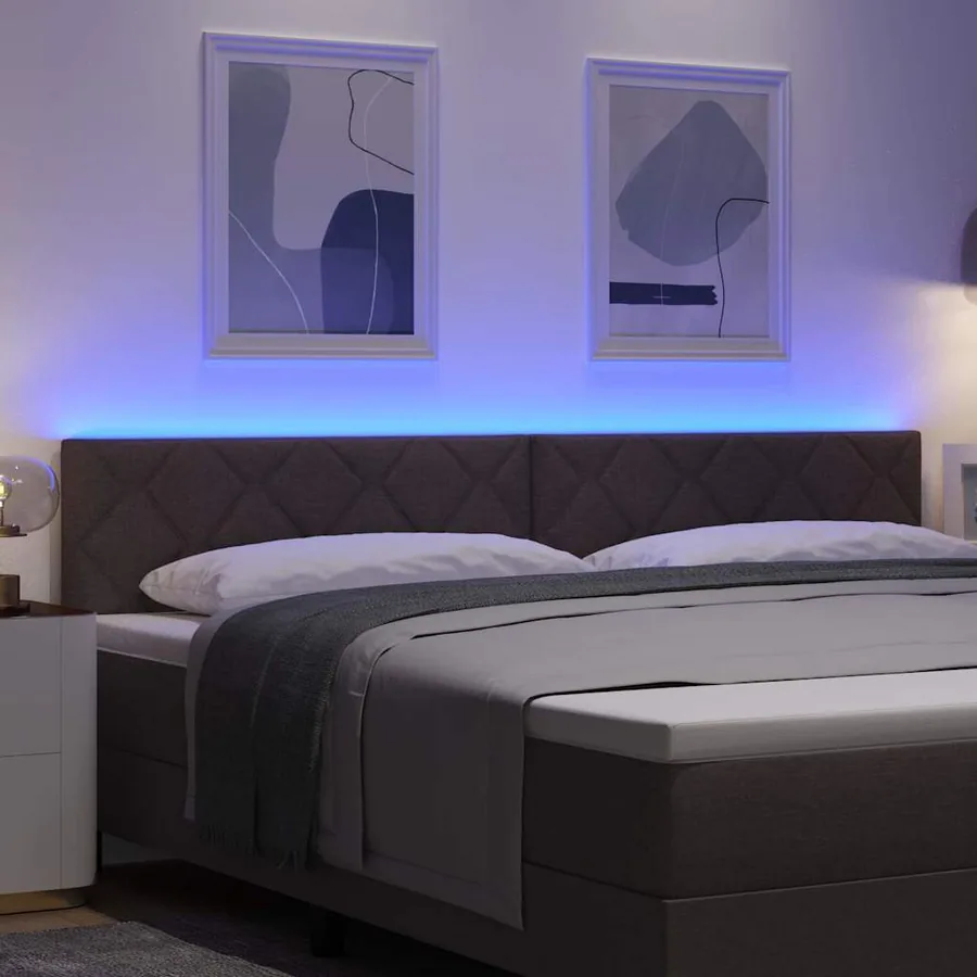 Tête de lit LED Marron 200 cm tissu - 4