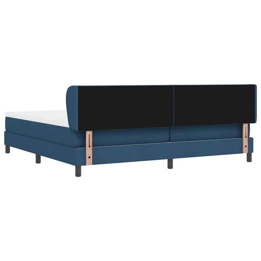 Lit à ressorts avec tête de lit Bleu 200 x 200 cm tissu - 9