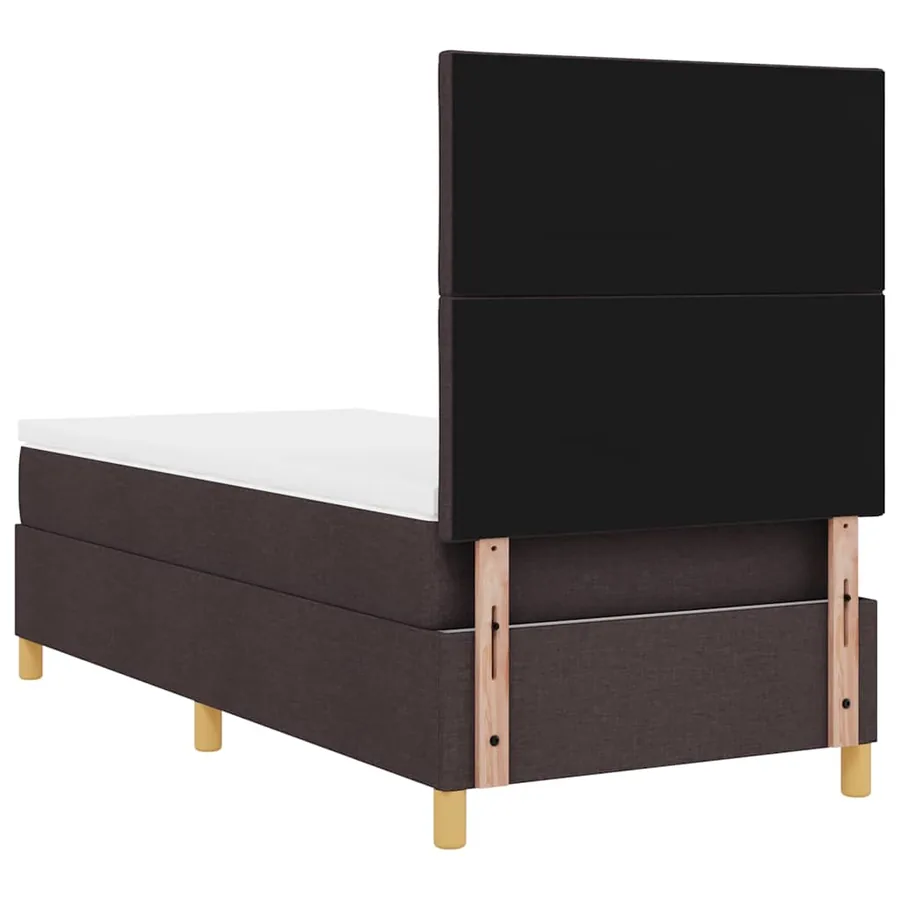 Lit à ressort LED Marron foncé 100 x 200 cm tissu - 10