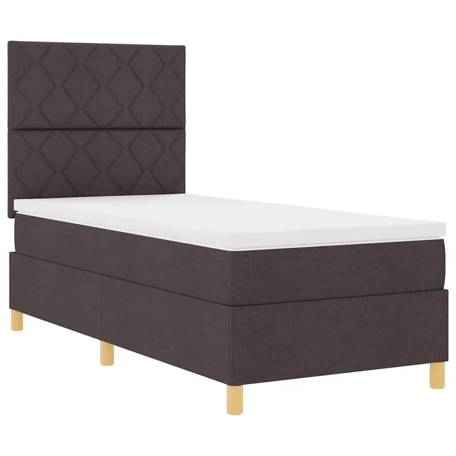 Lit à ressort LED Marron foncé 100 x 200 cm tissu - 6