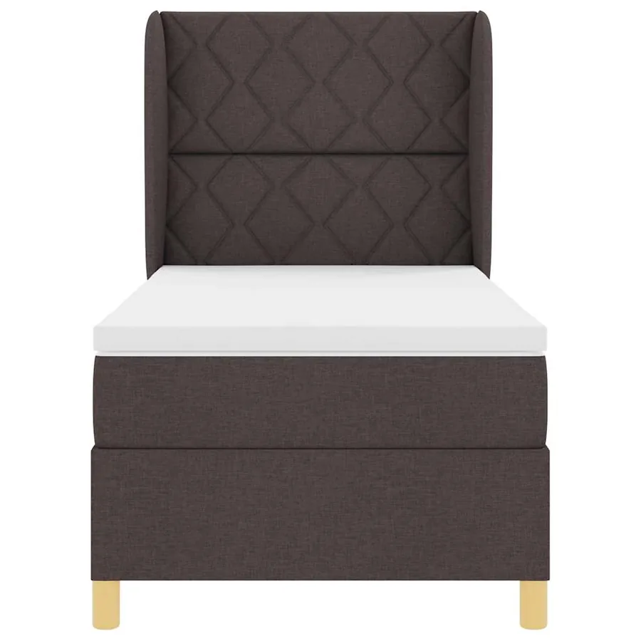 Lit à ressorts avec tête de lit Marron foncé 200 x 100 cm tissu - 7
