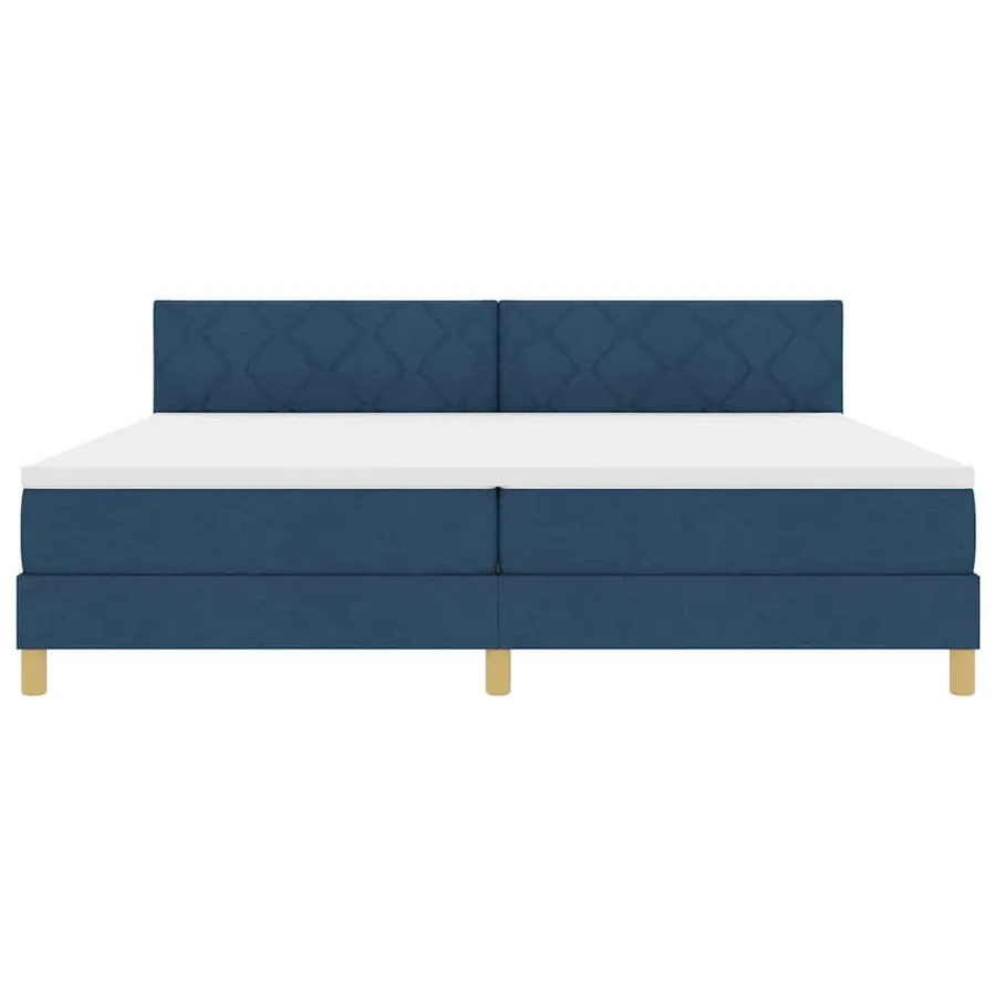 Lit à ressorts avec coussin Bleu 200 x 200 cm tissu - 7