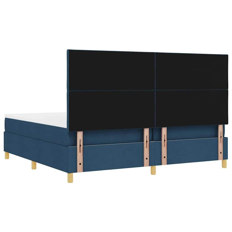 Lit à ressort LED avec tête de lit Bleu 200 x 200 cm tissu - 8