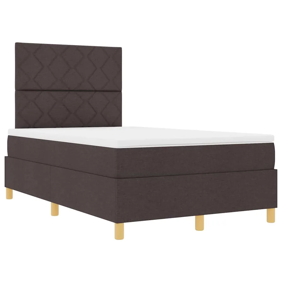 Lit à ressort LED Marron foncé 120 x 200 cm tissu - 6