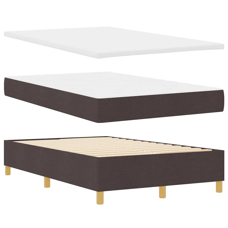 Lit à ressort LED Marron foncé 120 x 200 cm tissu - 7