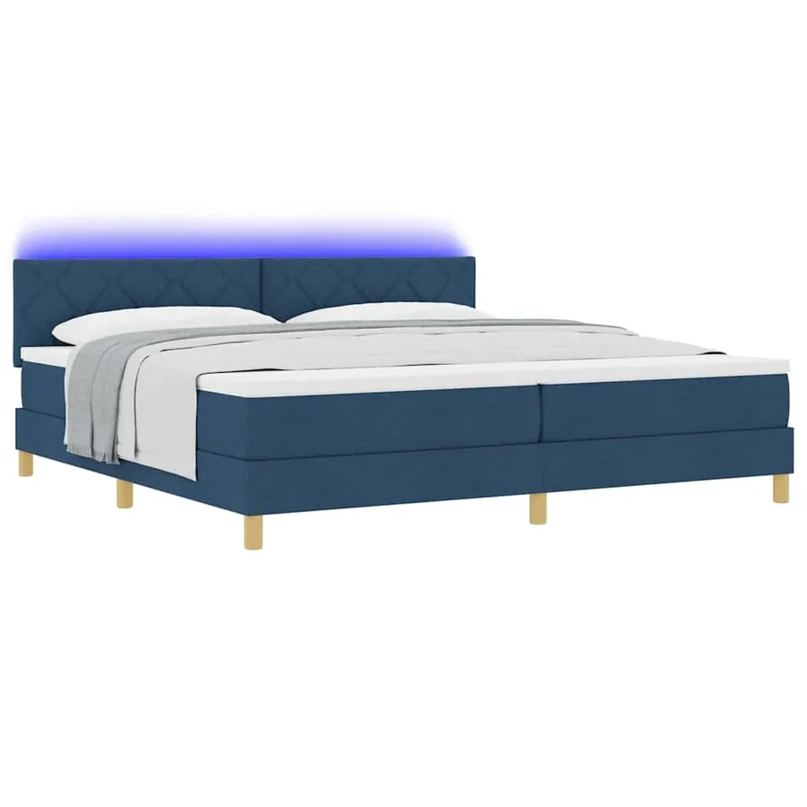 Lit à ressort LED avec bandes LED Bleu 200 x 200 cm tissu - 3