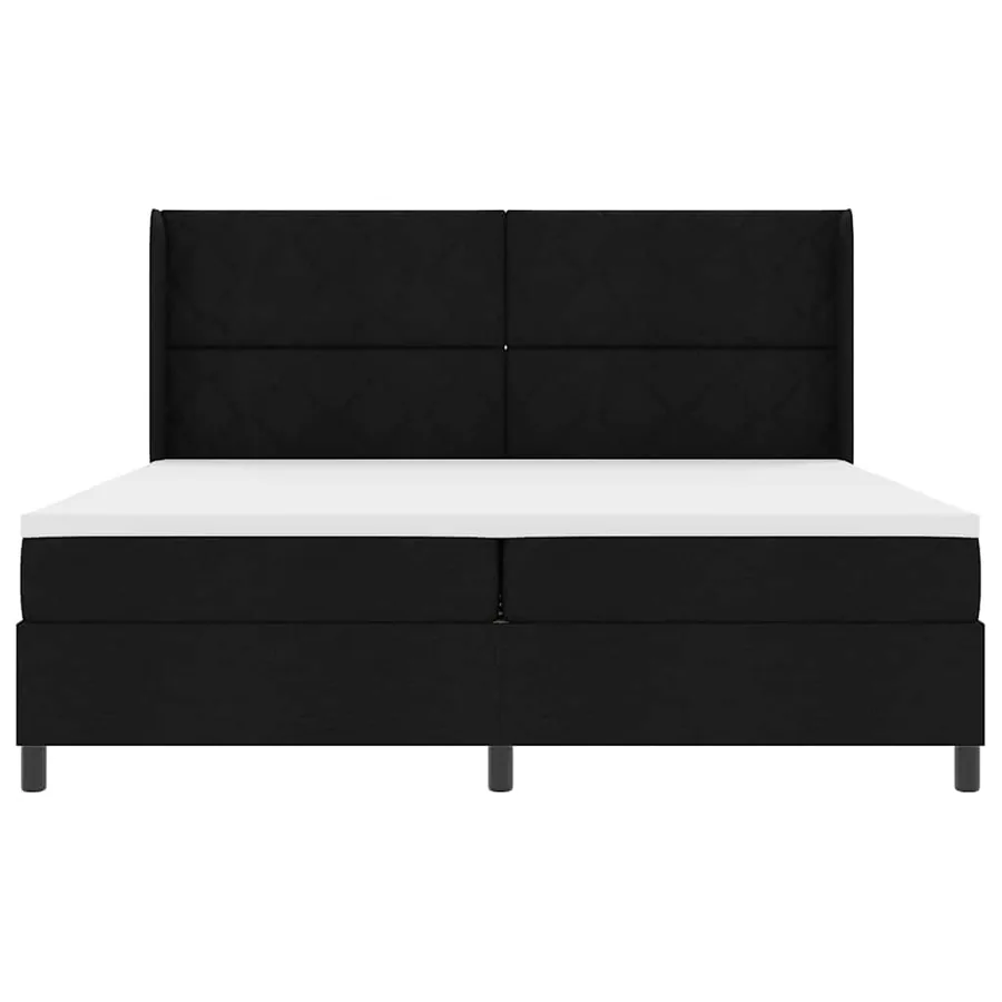 Lit à ressorts avec coussin Noir 200 x 200 cm tissu - 6