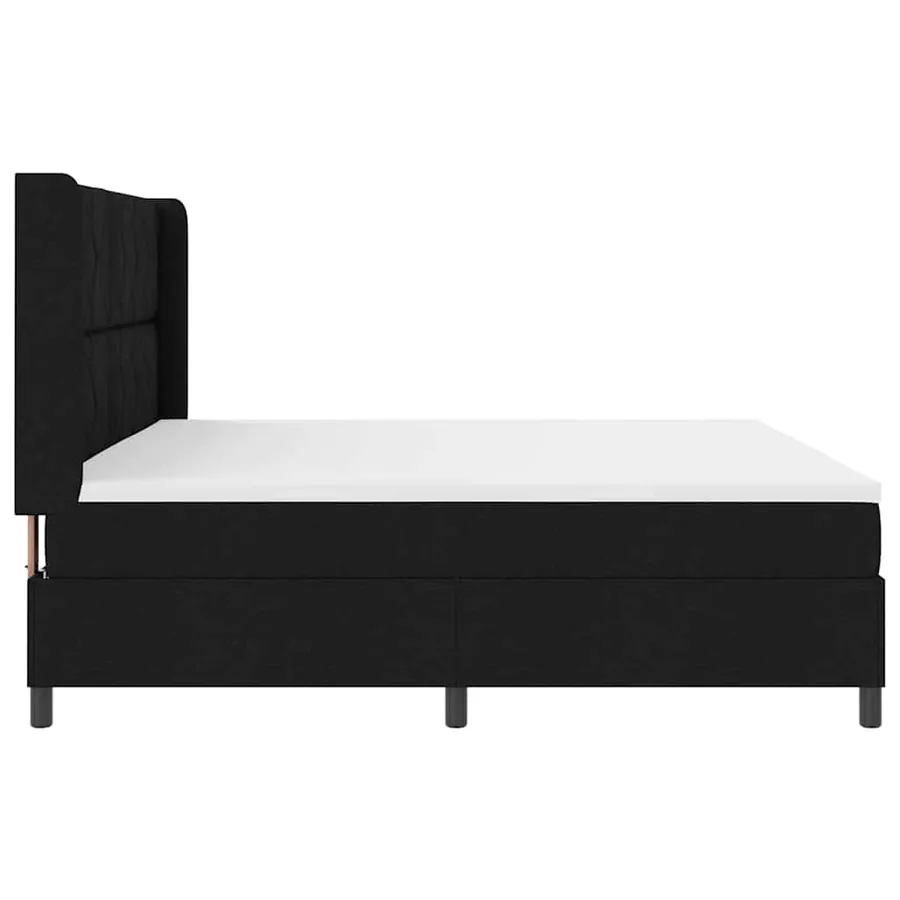 Lit à ressorts avec coussin Noir 200 x 200 cm tissu - 7