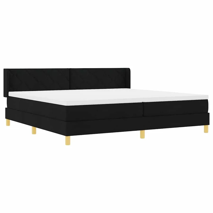 Lit à ressorts avec tête de lit Noir 200 x 200 cm tissu - 6