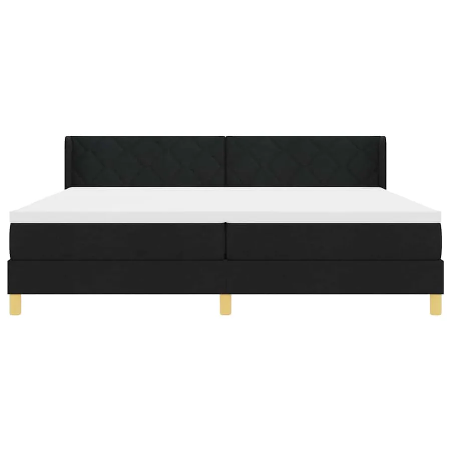 Lit à ressorts avec tête de lit Noir 200 x 200 cm tissu - 7