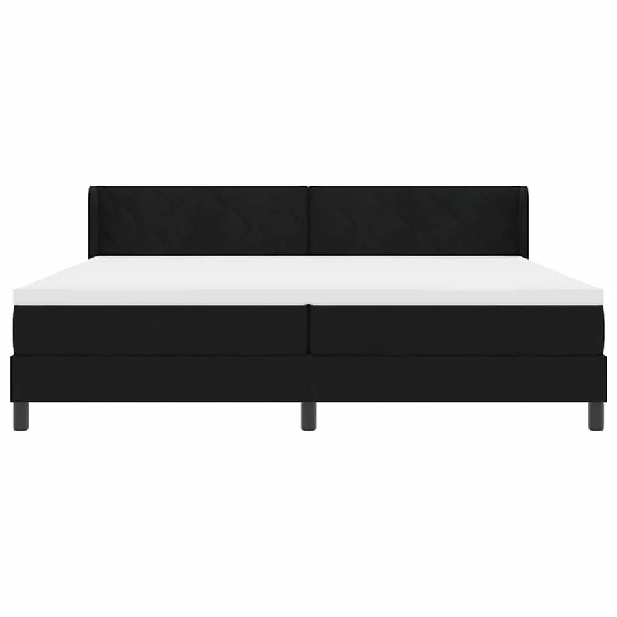 Lit à ressorts avec tête de lit Noir 200 x 200 cm tissu - 7
