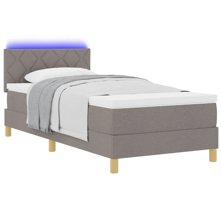 Lit à ressort LED avec bandes LED Taupe 100 x 200 cm tissu - 3
