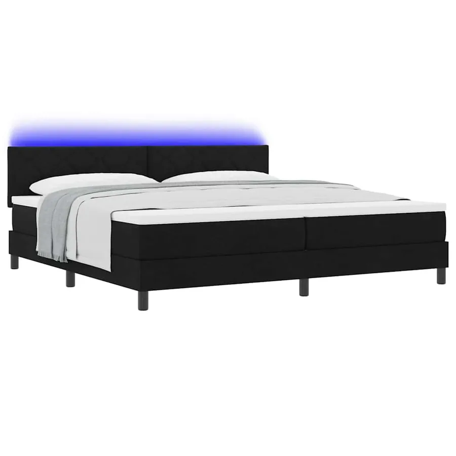 Lit à ressorts avec matelas avec LED Noir 200 x 200 cm tissu - 3