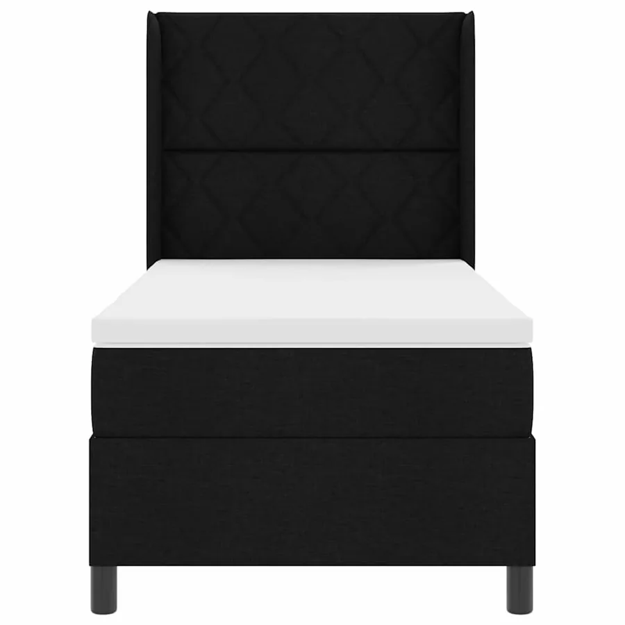 Lit à ressort LED avec tête de lit Noir 100 x 200 cm tissu - 7