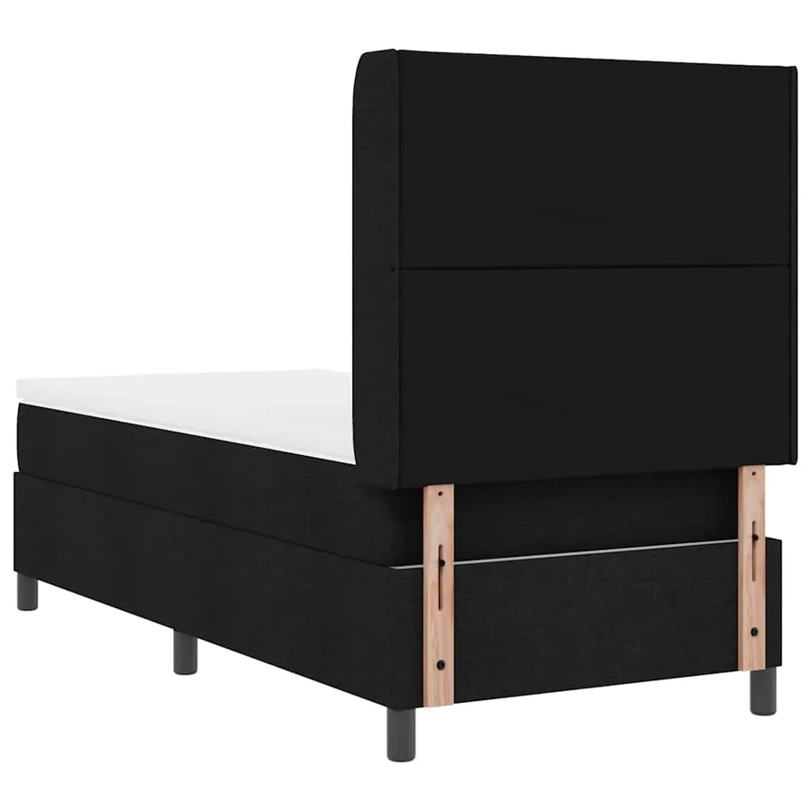 Lit à ressort LED avec tête de lit Noir 100 x 200 cm tissu - 9