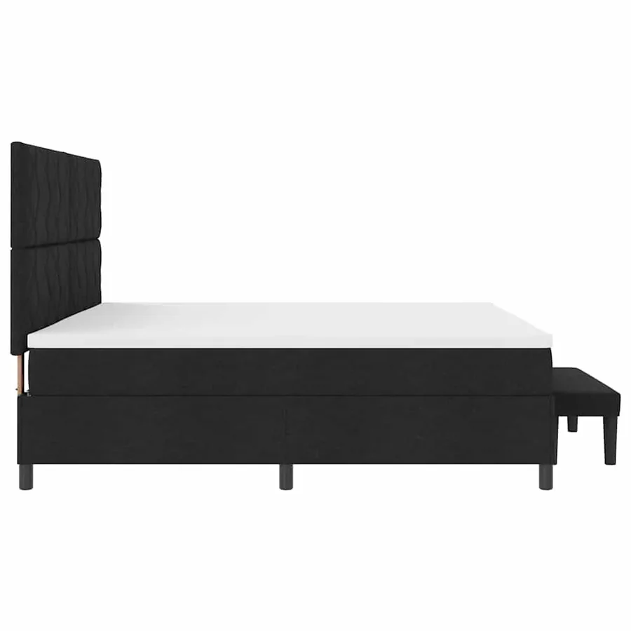 Lit à ressorts avec tête de lit Noir 200 x 200 cm tissu - 9
