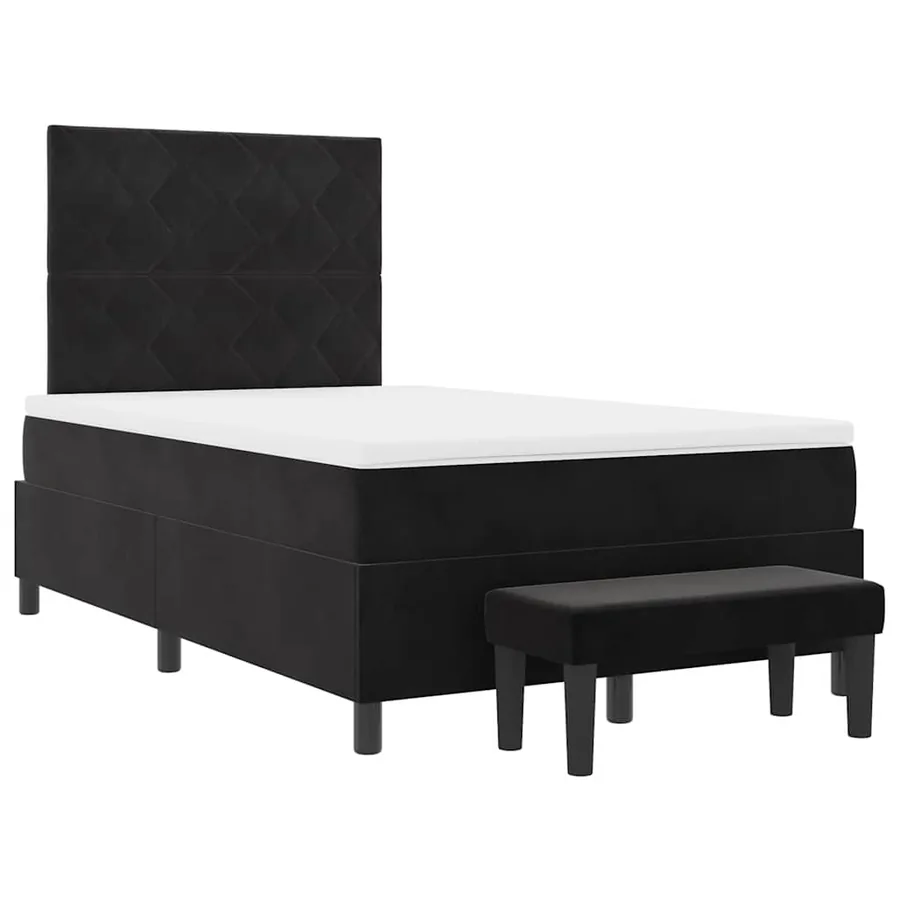 Lit à ressorts avec tête de lit Noir 200 x 120 cm Velours - 7