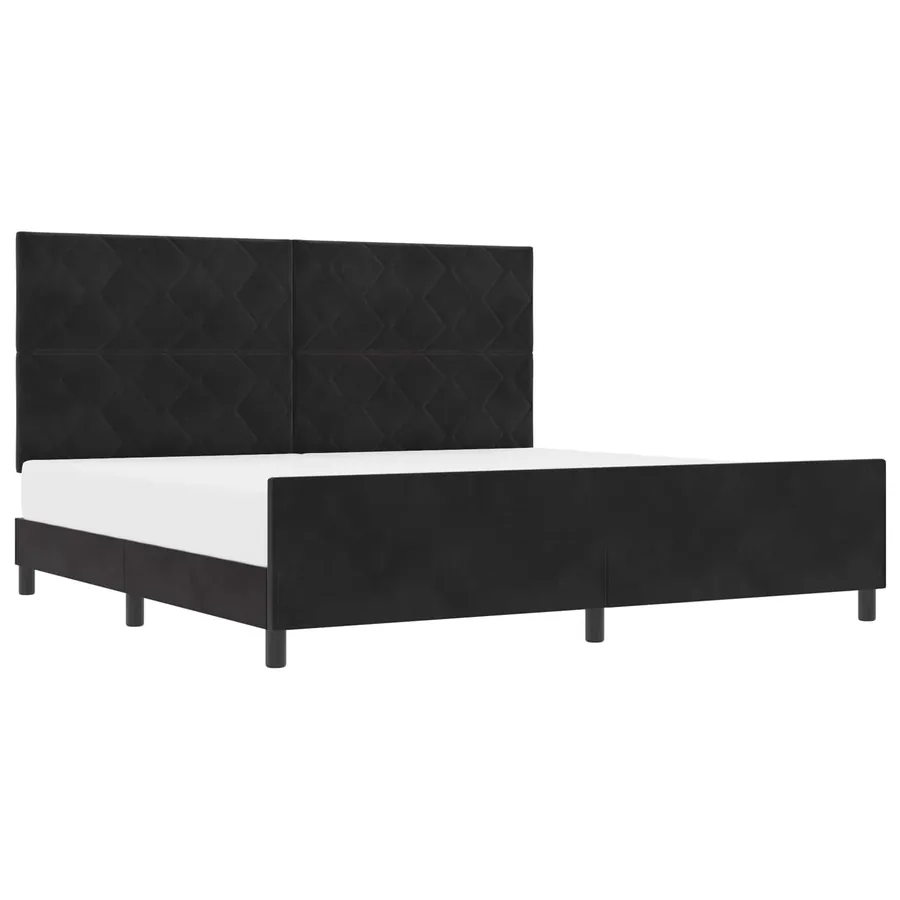 Lit à ressorts avec tête de lit Noir 200 x 200 cm Velours - 2