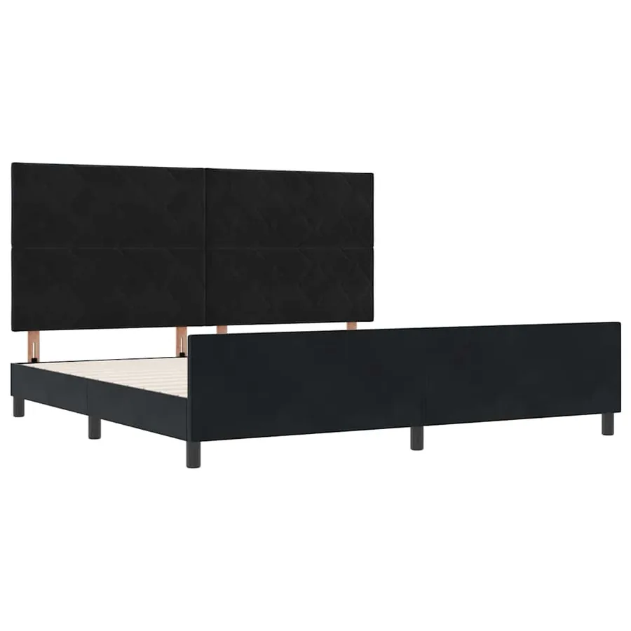 Lit à ressorts avec tête de lit Noir 200 x 200 cm Velours - 5