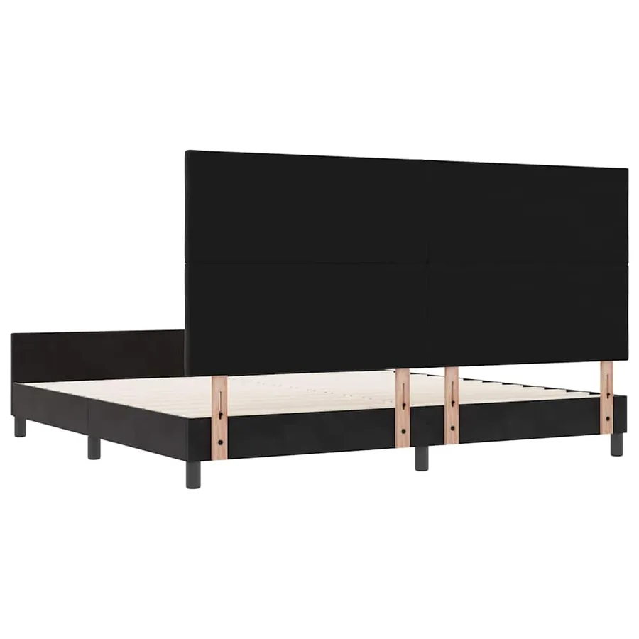 Lit à ressorts avec tête de lit Noir 200 x 200 cm Velours - 9