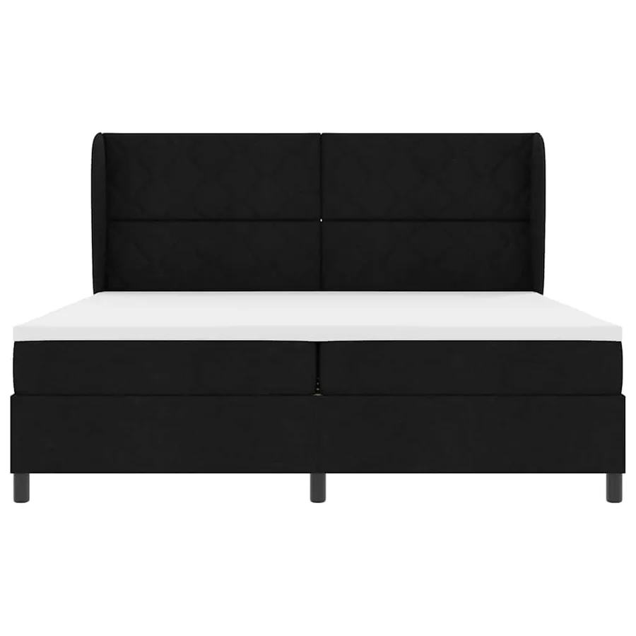 Lit à ressorts avec tête de lit Noir 200 x 200 cm tissu - 7