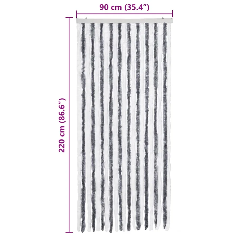 Moustiquaire Gris et blanc 90x220 cm Chenille - 7