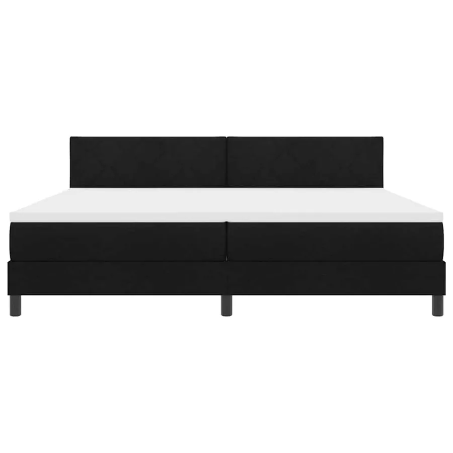 Lit à ressorts avec tête de lit Noir 200 x 200 cm tissu - 7