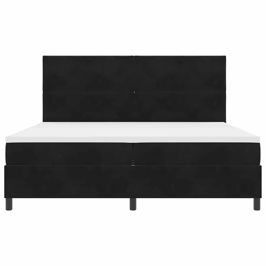 Lit à ressorts avec tête de lit Noir 200 x 200 cm Velours - 7