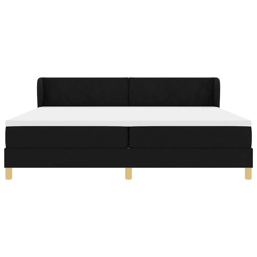 Lit à ressorts avec tête de lit Noir 200 x 200 cm tissu - 7
