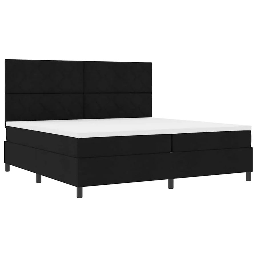Lit à ressorts avec tête de lit Noir 200 x 200 cm tissu - 5