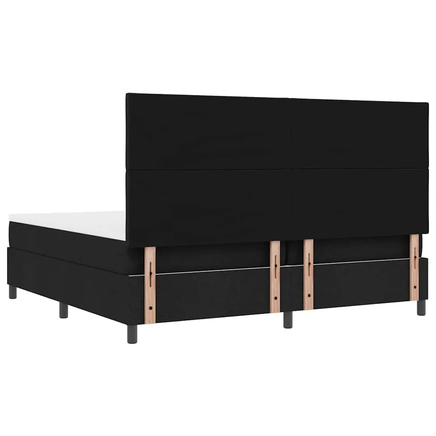 Lit à ressorts avec tête de lit Noir 200 x 200 cm tissu - 9