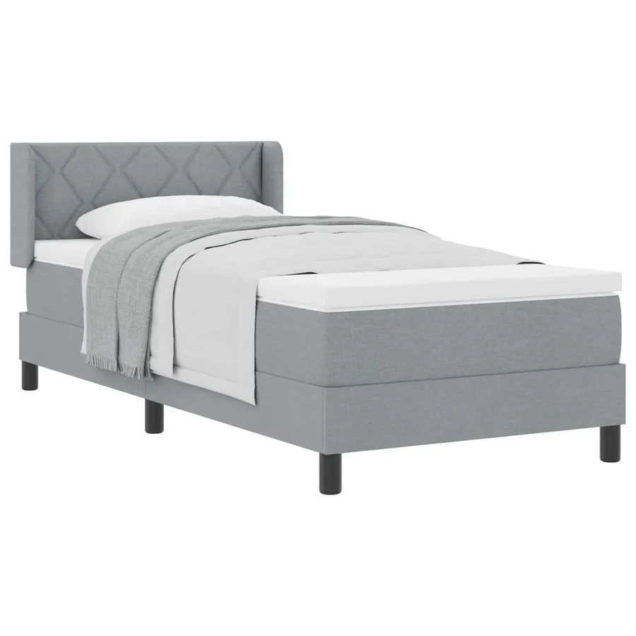 Lit à ressorts avec tête de lit Gris clair 200 x 90 cm tissu - 2