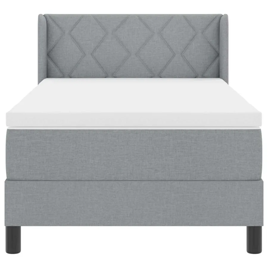 Lit à ressorts avec tête de lit Gris clair 200 x 90 cm tissu - 7
