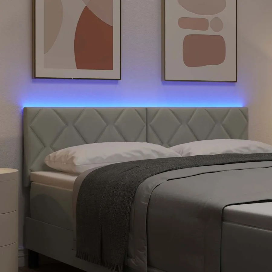 Tête de lit LED Gris clair 144 cm Velours - 4