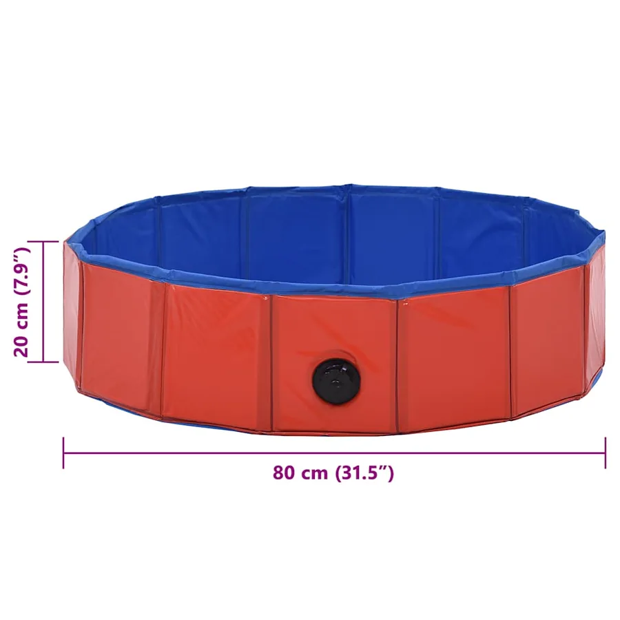 Piscine pliable pour chiens Rouge 80x20 cm PVC - 9