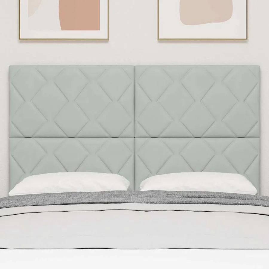 Tête de lit Gris clair 144 cm Velours - 3