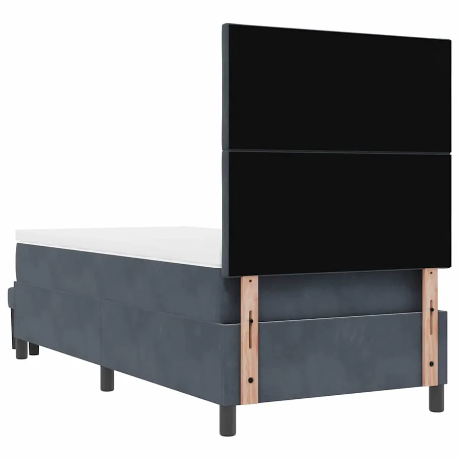 Lit à ressorts avec tête de lit Gris foncé 200 x 90 cm Velours - 10