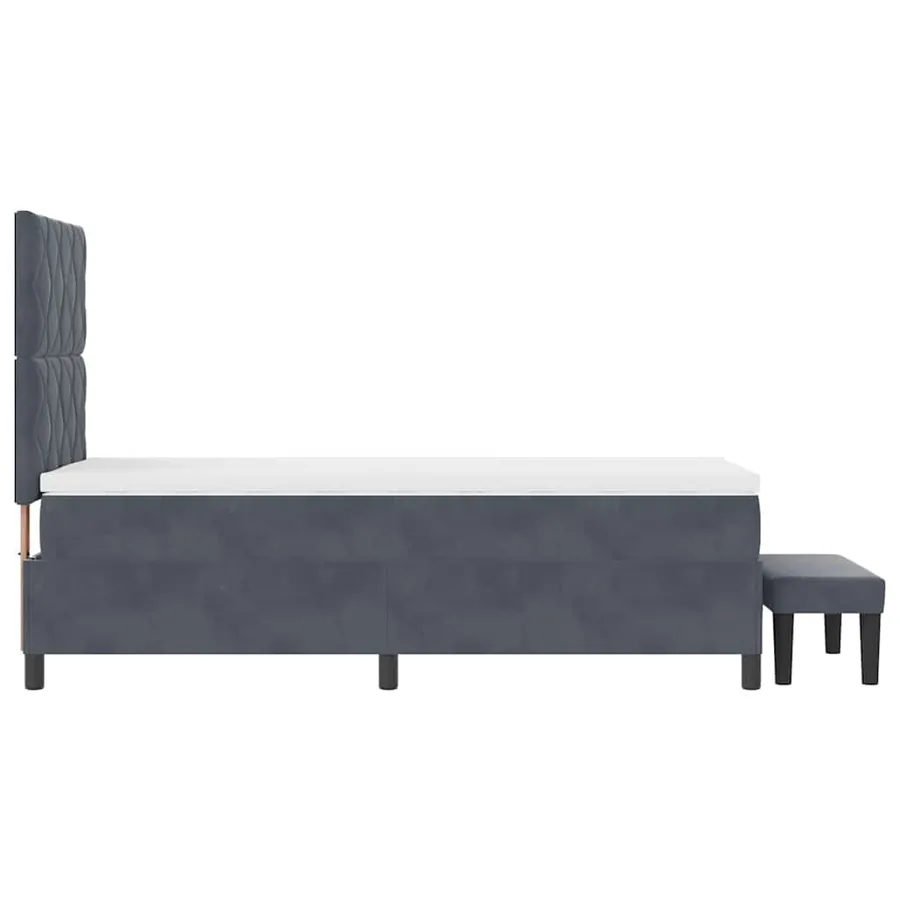 Lit à ressorts avec tête de lit Gris foncé 200 x 90 cm Velours - 9